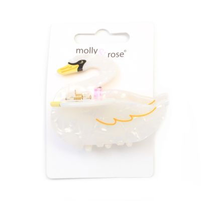 Pearlescent swan shaped clamp 6cm