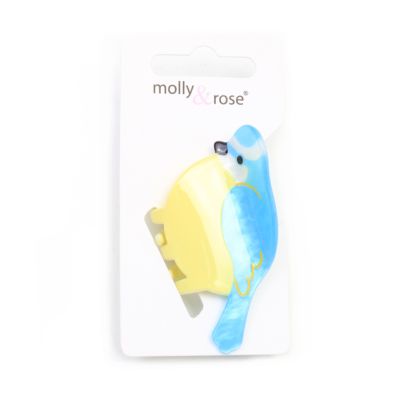 Pearlescent blue bird hair clamp 6cm