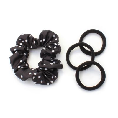 Black and white clips, elastics and scrunchie set