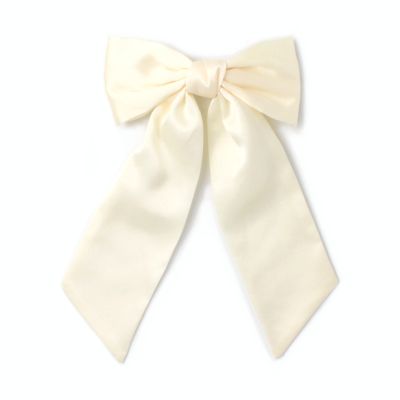 Ivory bow barrette clip with tails 10cm