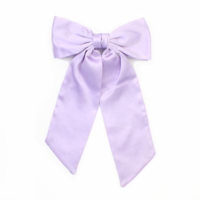 Lilac bow barrette clip with tails 10cm