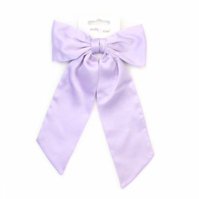 Lilac bow barrette clip with tails 10cm