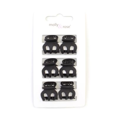 Card of 6 Black mini clamps 2cm