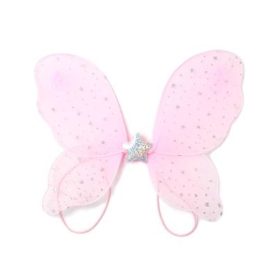 Pink net star fairy wings 29x25cm