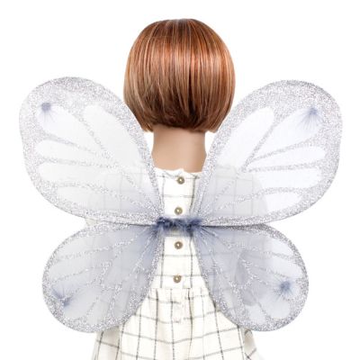 Silver Grey fairy wings with silver glitter 45x35cm