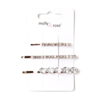 Card of 3 diamante hairslides