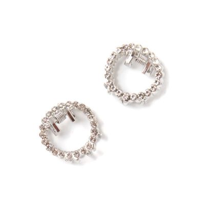 Card of 2 crystal circle mini clamps 2cm