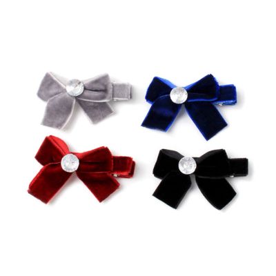 Card of 2 velvet bow clips 5cm