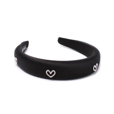 3cm wide padded aliceband with crystal heart motifs