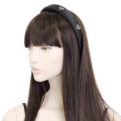 3cm wide padded aliceband with crystal heart motifs