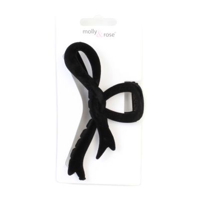 Black flocked velvet bow clamp 12cm