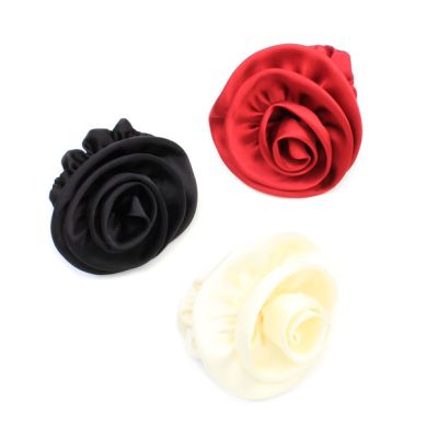 Small - Satin scrunchie with layered rose motif