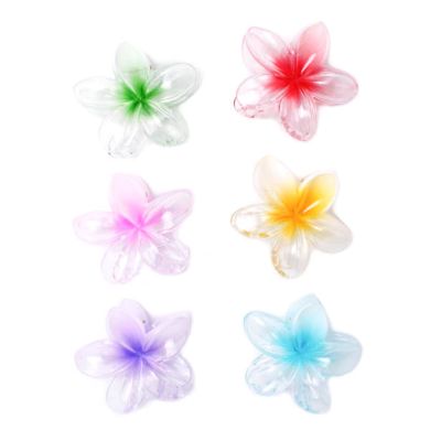 Coloured transparent hibiscus flower clamp 8cm