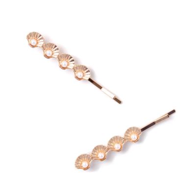 Card of 2 shell hair grips 6cm