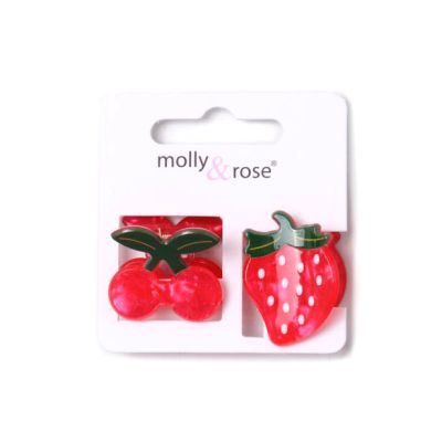 Card of 2 fruit shaped mini clamps 2.5cm
