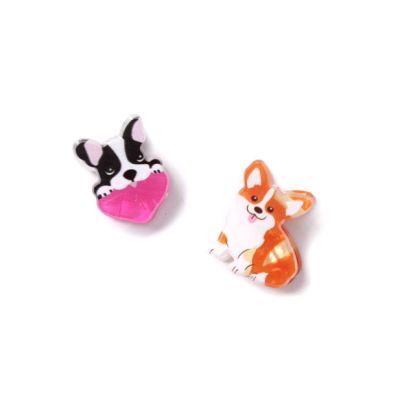 Card of 2 dog shaped mini clamps 2cm