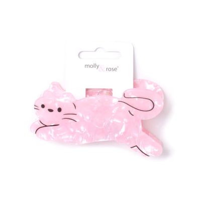 Pearlescent pink cat shaped clamp 10cm