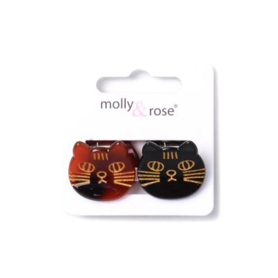 Card of 2 cat shaped mini clamps 2.5cm