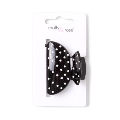 Black and white polka dot clamp 6cm