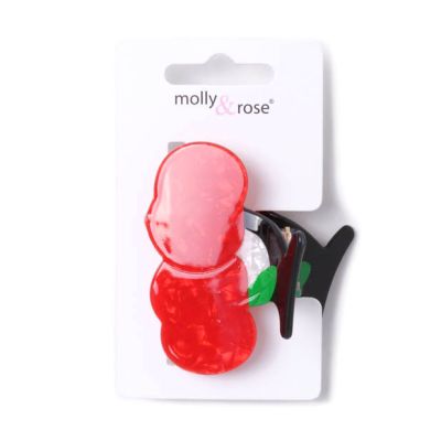 Cherry shaped pearlescent clamp 6.5cm