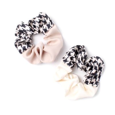 Regular - Houndstooth check fabric scrunchie. Dia.10cm