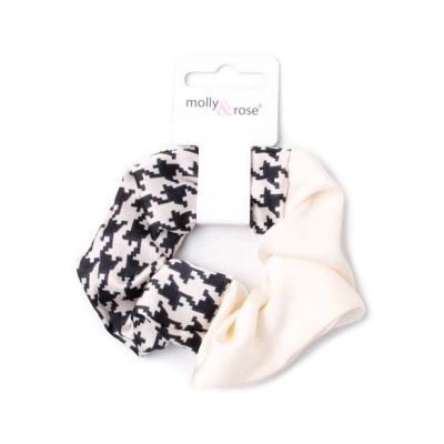 Regular - Houndstooth check fabric scrunchie. Dia.10cm