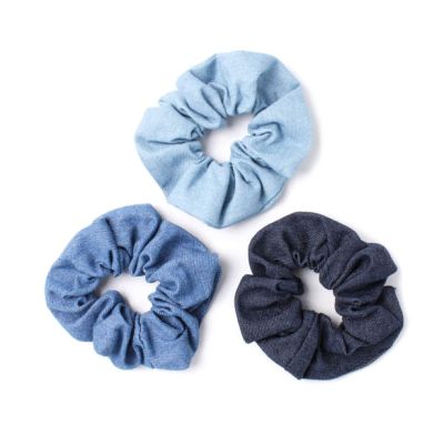 Large - Denim style fabric scrunchie. Dia.13cm