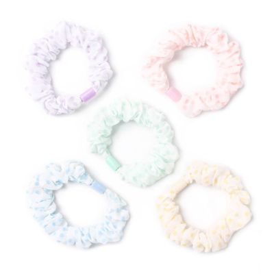 Small- Card of 5 polka dot scrunchies. Dia.5.5cm