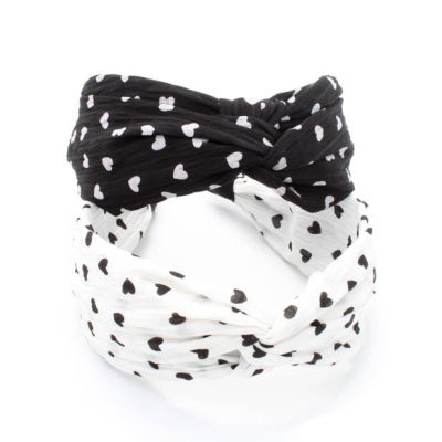 5cm wide black and white heart print twist aliceband