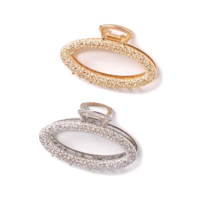 Textured open oval metal clamp 7cm