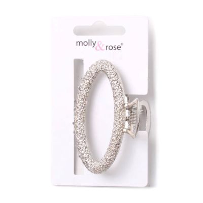 Textured open oval metal clamp 7cm