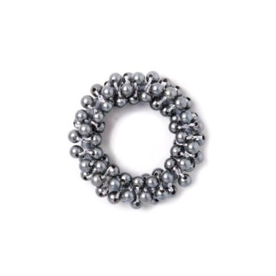 Small - Dark Grey beaded scrunchie. Dia.5cm