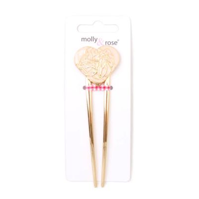Heart motif hair pin 10cm