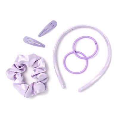Shiny fabric aliceband, scrunchie, sleepies & elastic set