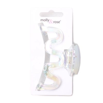 Iridescent wavy plastic clamp 9cm