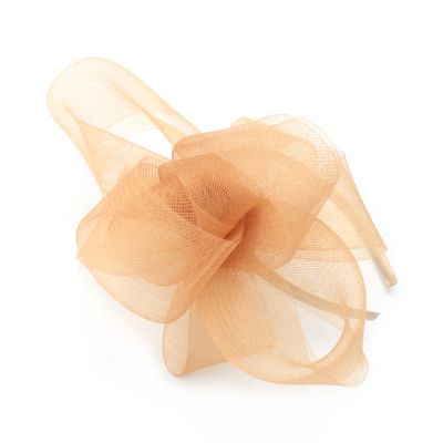 Light Gold looped net fascinator on an aliceband
