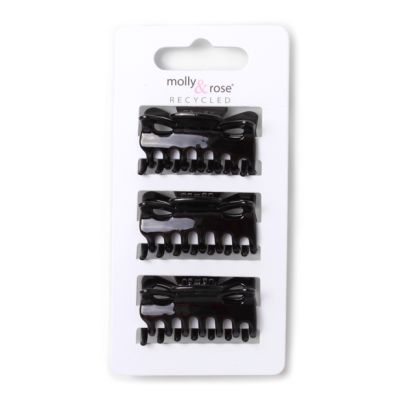 Recycled. Card of 3 black clamps 4cm
