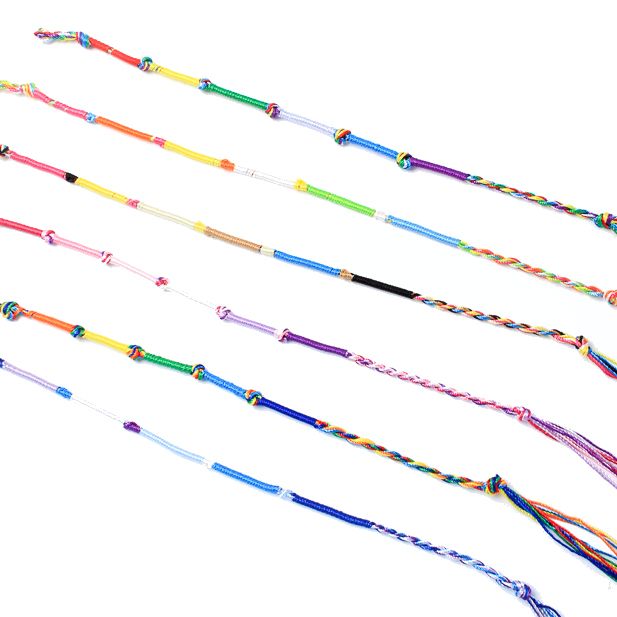 Rainbow knotted cord anklet main product photo