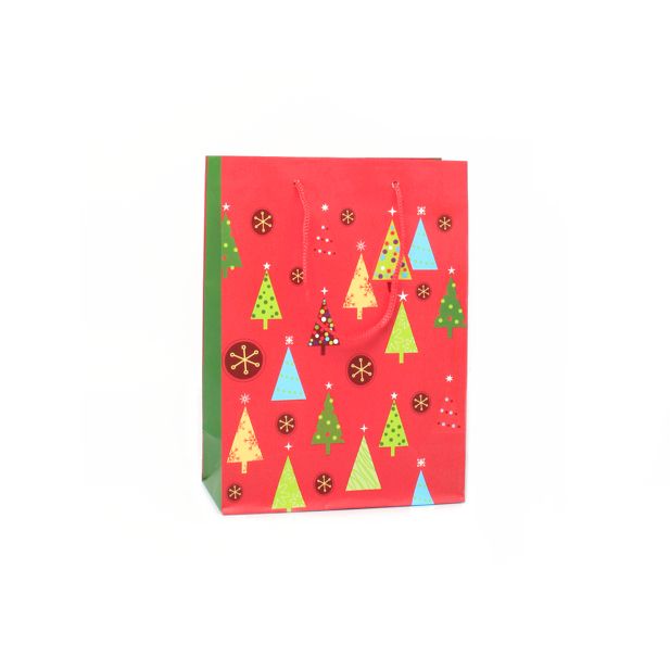 24x17.5x8cm. Christmas tree print gift bag main product photo