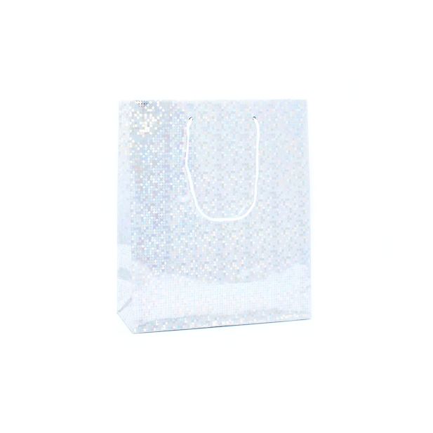 21.5x18x7.5cm. Silver holographic gift bag main product photo