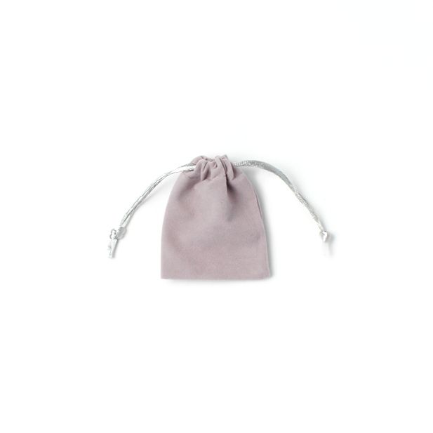 8.5x7cm. Grey flocked velvet pouch main product photo