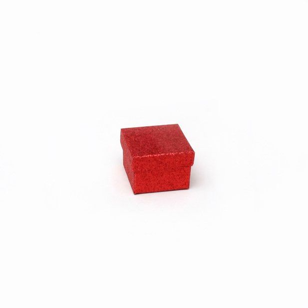 Ring box. 5x5x3.5cm. Red glitter gift box. main product photo