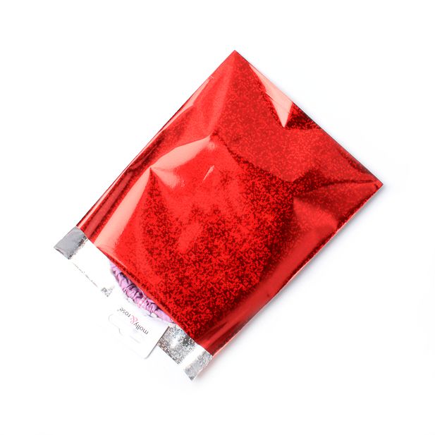 18x15cm. Red holographic self seal pp bag main product photo