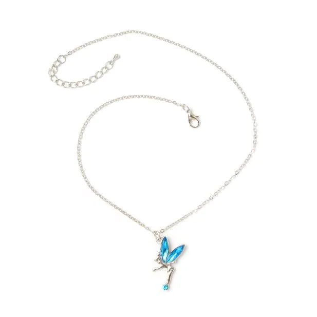 Coloured Crystal Fairy Necklace. In Pink Lilac Blue and Gree Coloured Crystal Fairy Necklace. In Pink Lilac Blue and Gree