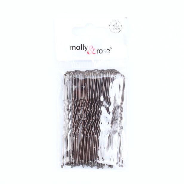 Pack of 36 Brown waved hair pins 65mm main product photo