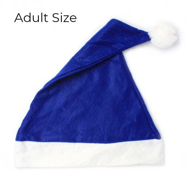 Christmas Santa Hat in blue with white trim main product photo