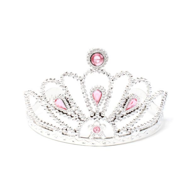 Recycled Silv plastic tiara with pink stones main product photo