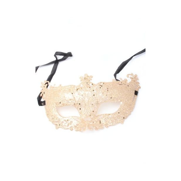 Rose Gold glitter filigree style masquerade mask main product photo