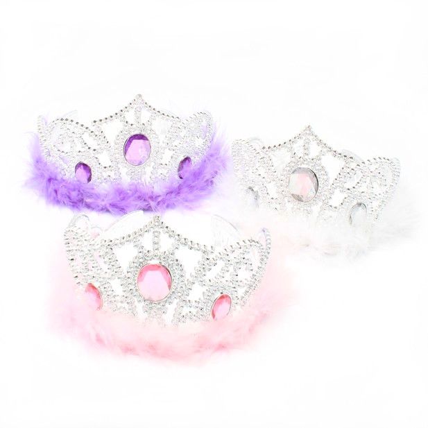 Silv plastic tiara with feather trim main product photo