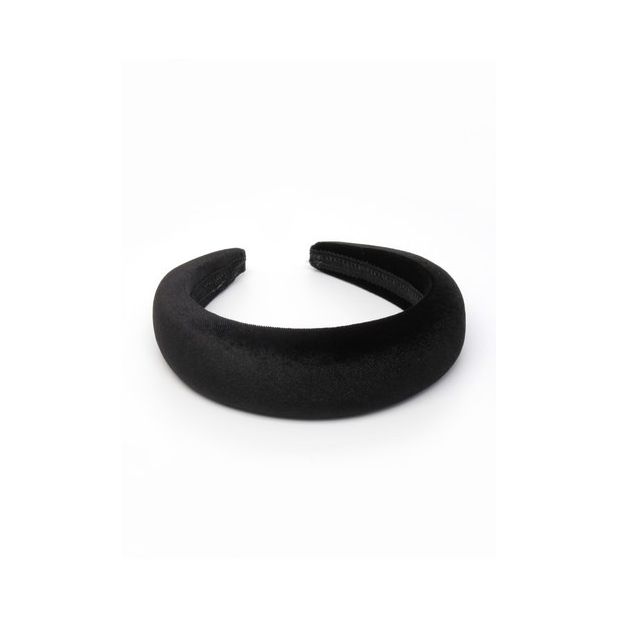 4cm wide Black velvet padded aliceband main product photo